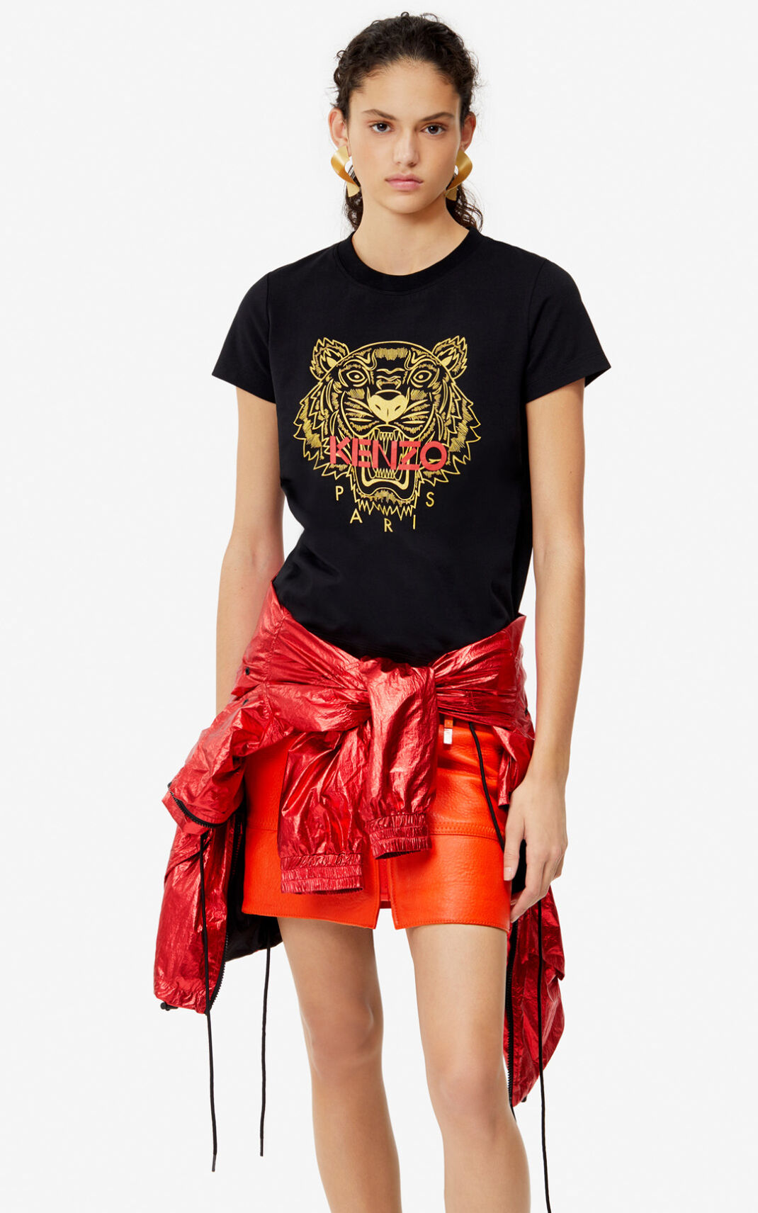 Camisetas Kenzo Tiger Mujer Negras NWI395261